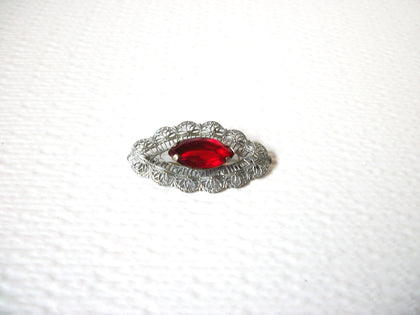 Vintage 1950s Red Glass Victorian Brooch Pin 102720