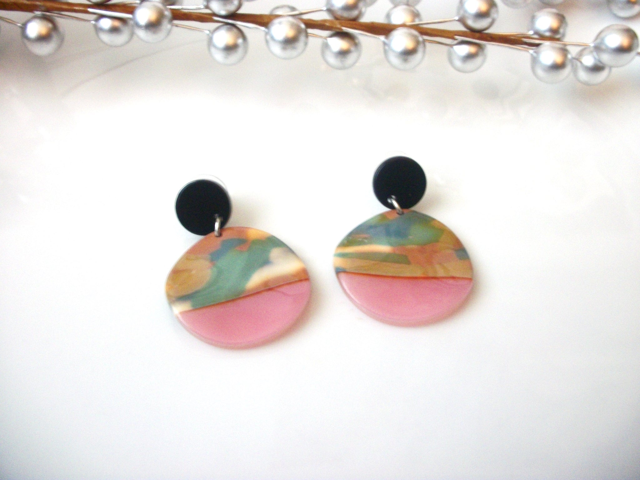 Sky Pink Tortoise Earrings, Tortoise Shell Earrings, Tortoise Doorknockers, Acetate Earrings, Resin Earrings, Acrylic Earrings S31