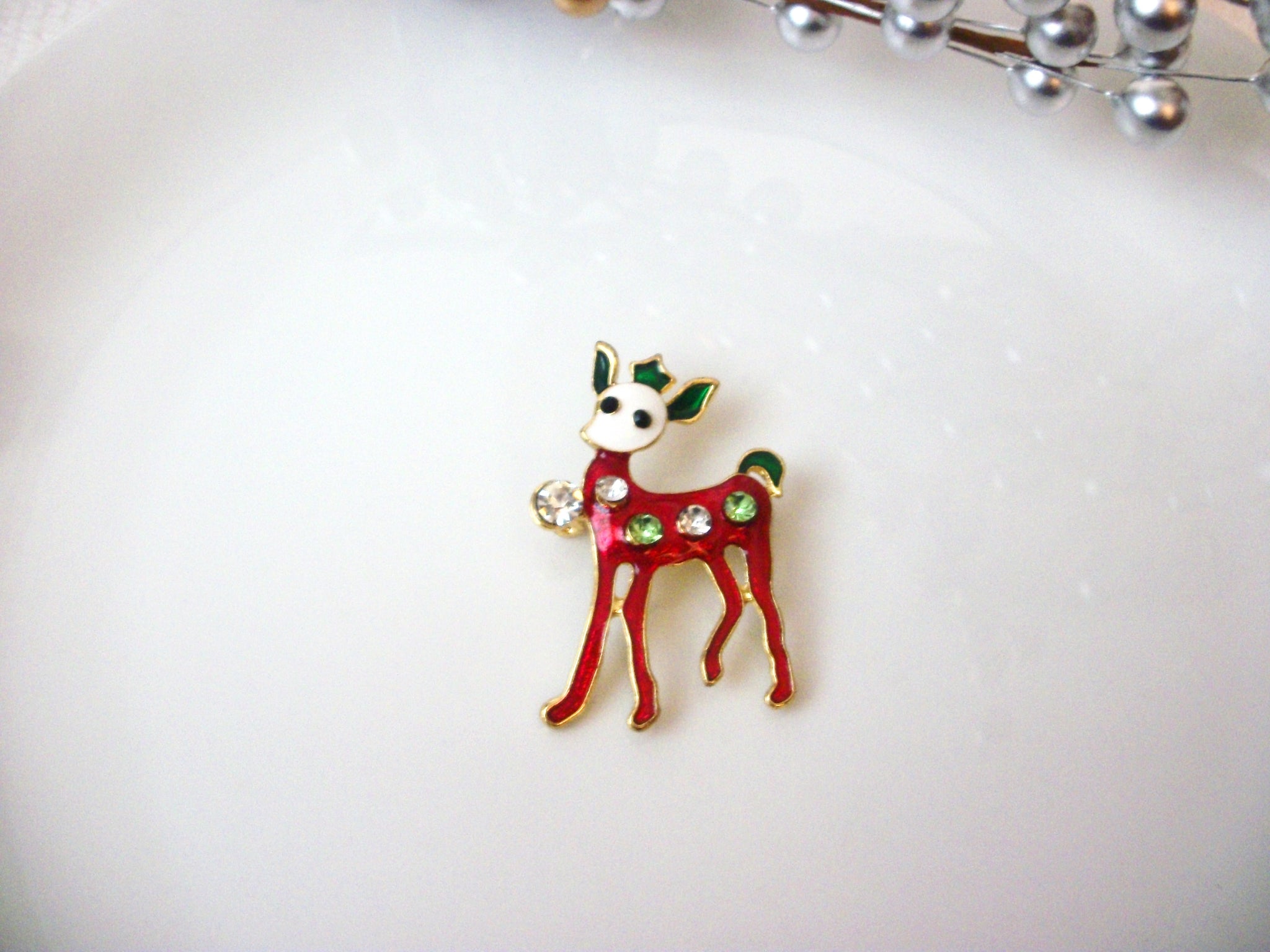 Retro Brooch Reindeer Brooch Rhinestones Brooch Christmas Brooch Pin S33