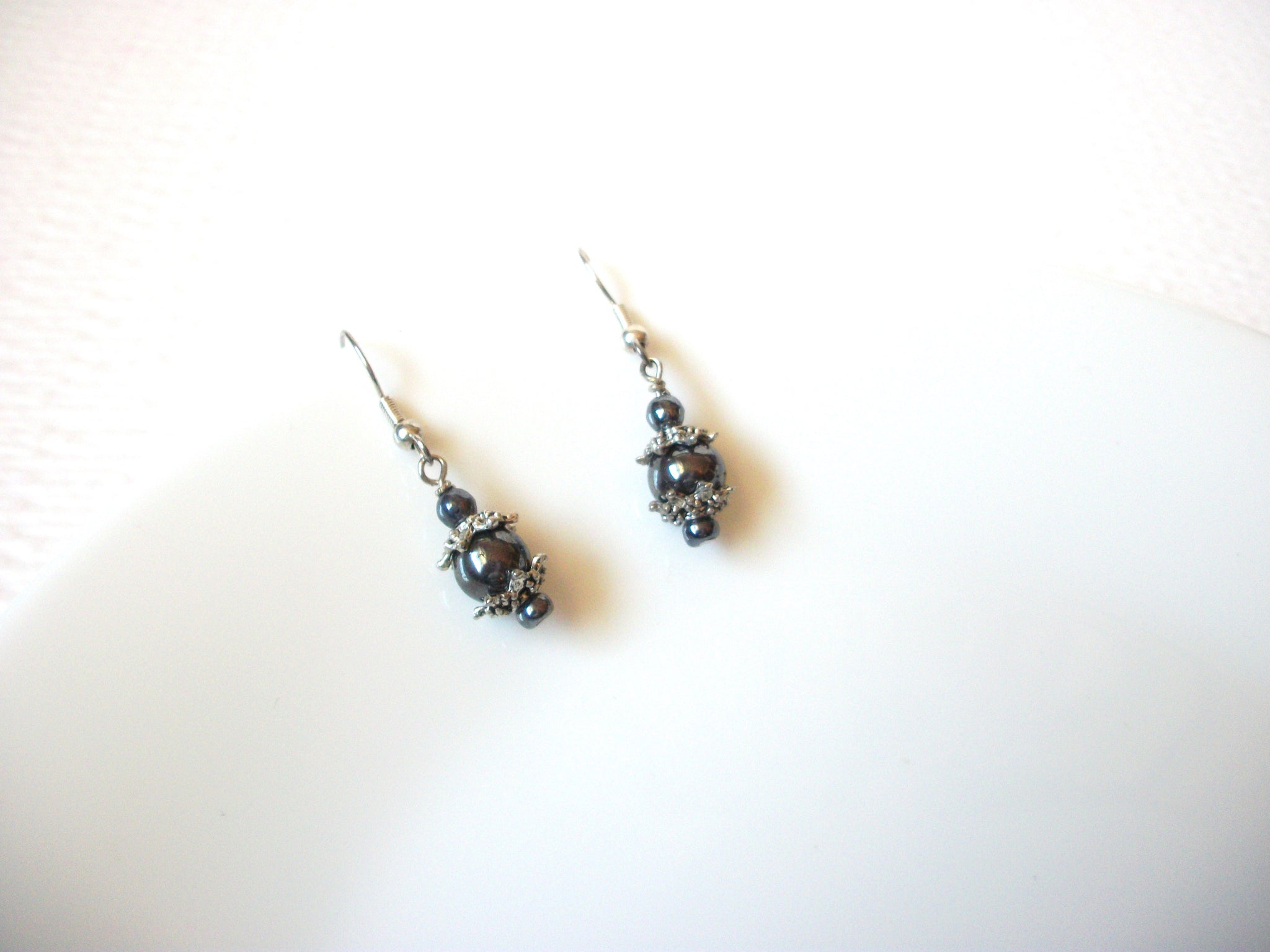 Vintage Hematite Dangle Earrings 102820