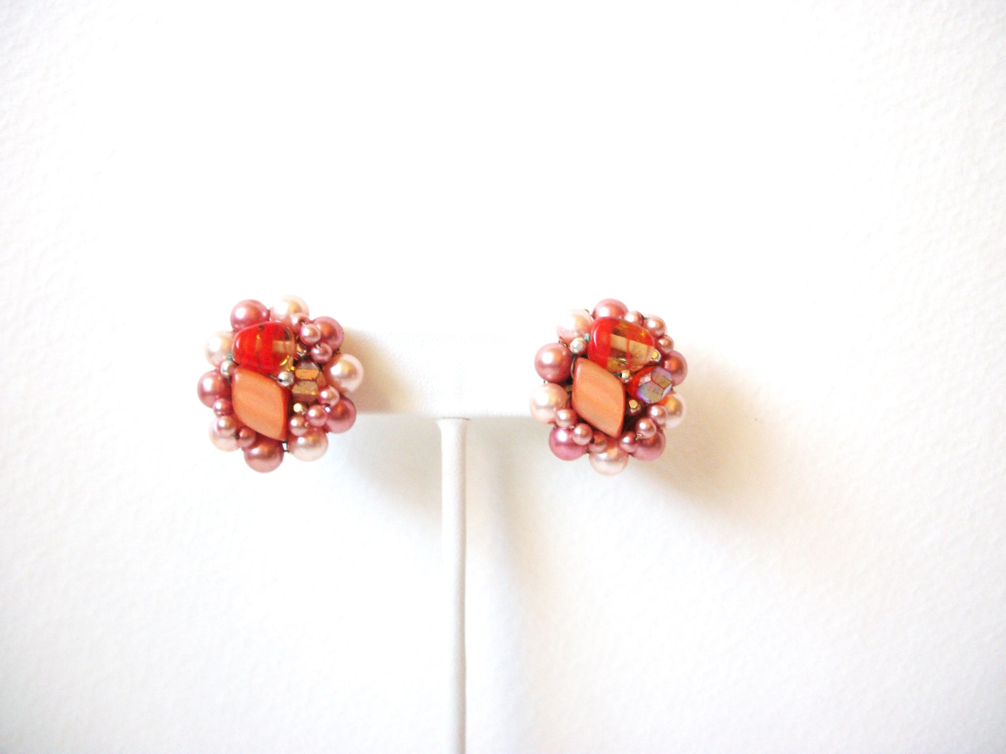 JAPAN 1950s Glass Cluster Earrings 102820