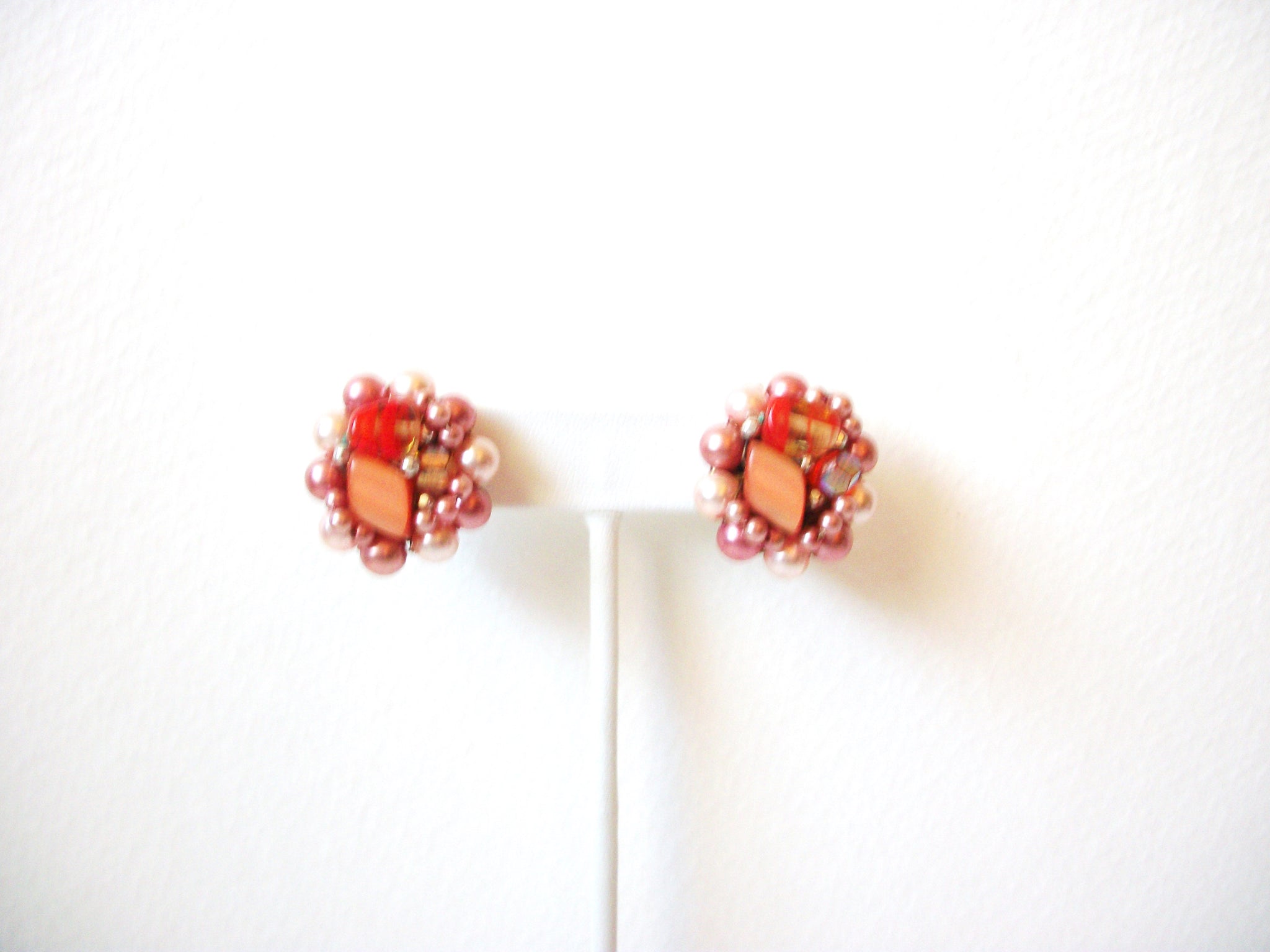 JAPAN 1950s Glass Cluster Earrings 102820