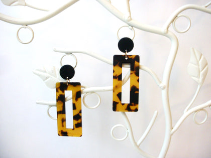 Kylie Dark Brown Tortoise Earrings, Tortoise Shell Earrings, Tortoise Earrings, Acetate Earrings, Light Weight Resin Dangle Earrings S11