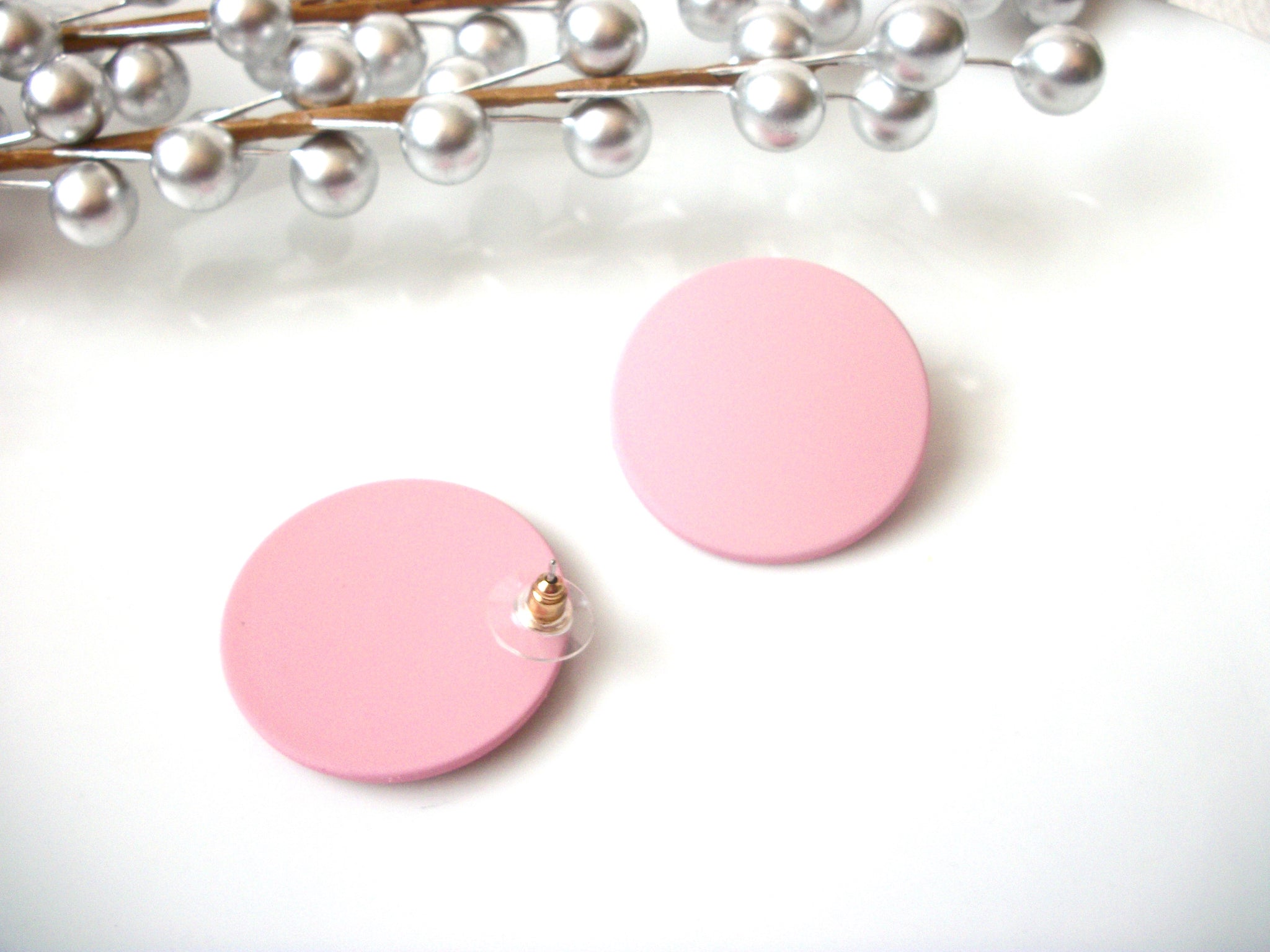 Susan Candy Pink Round Dome Earrings, Acetate Earrings, Resin Earrings, Acrylic, Statement Earrings S14A