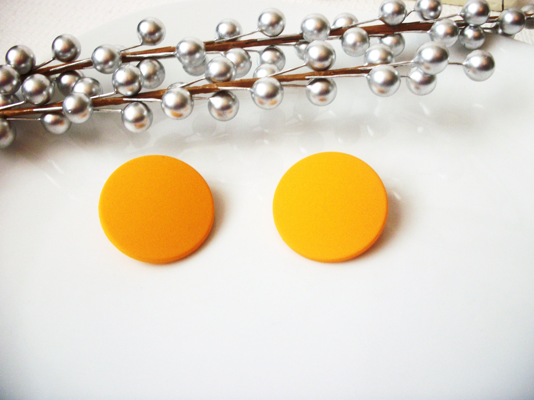 Susan Sunshine Yellow Round Dome Earrings, Acetate Earrings, Resin Earrings, Acrylic, Statement Earrings S14A