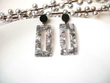 Foxy Gray Tortoise Earrings, Tortoise Shell Earrings, Tortoise Geometric Earrings, Acetate Earrings, Light Weight Resin Dangle Earrings S35