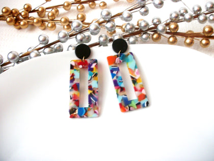 Mandy Multi Color Tortoise Earrings, Tortoise Shell Earrings, Tortoise Geometric Earrings, Acetate Earrings, Resin Earrings S35