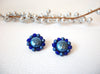 1940s JAPAN Molded Blue Lucite Cluster Earrings 102920