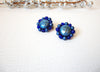 1940s JAPAN Molded Blue Lucite Cluster Earrings 102920