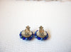 1940s JAPAN Molded Blue Lucite Cluster Earrings 102920