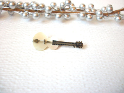 Vintage Mother Of Pearl Guitar Brooch Pin 102920