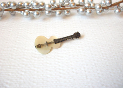 Vintage Mother Of Pearl Guitar Brooch Pin 102920