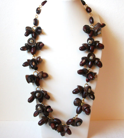 Vintage Wood Acorn Necklace 102920