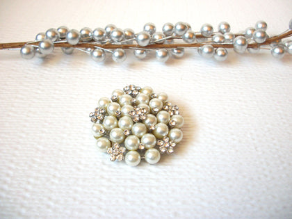 Vintage Faux Pearl Rhinestone Cluster Brooch Pin 103020