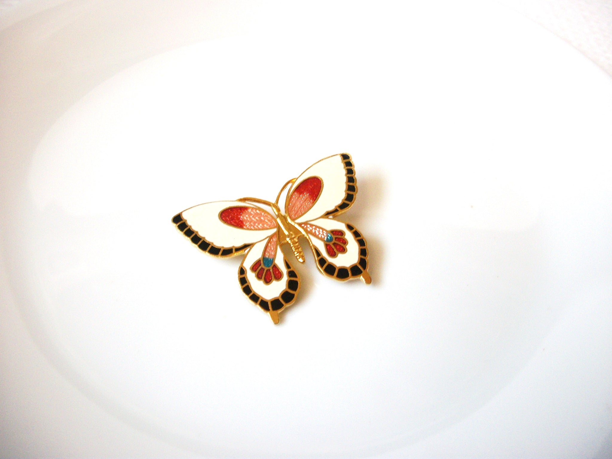 Vintage Cloisonne Butterfly Brooch Pin 103020