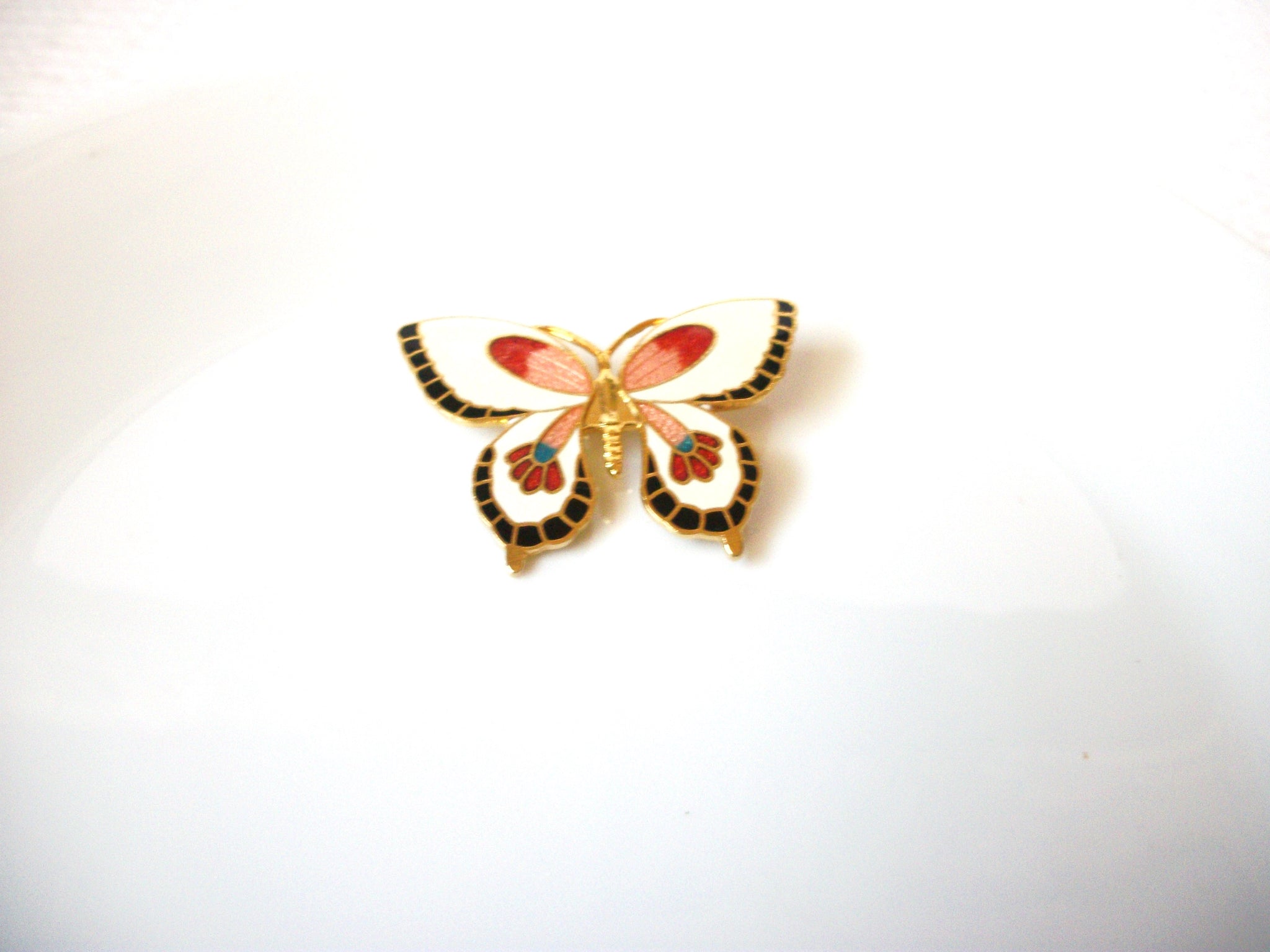 Vintage Cloisonne Butterfly Brooch Pin 103020