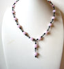 Vintage Black Pink Czech Glass Necklace 103020