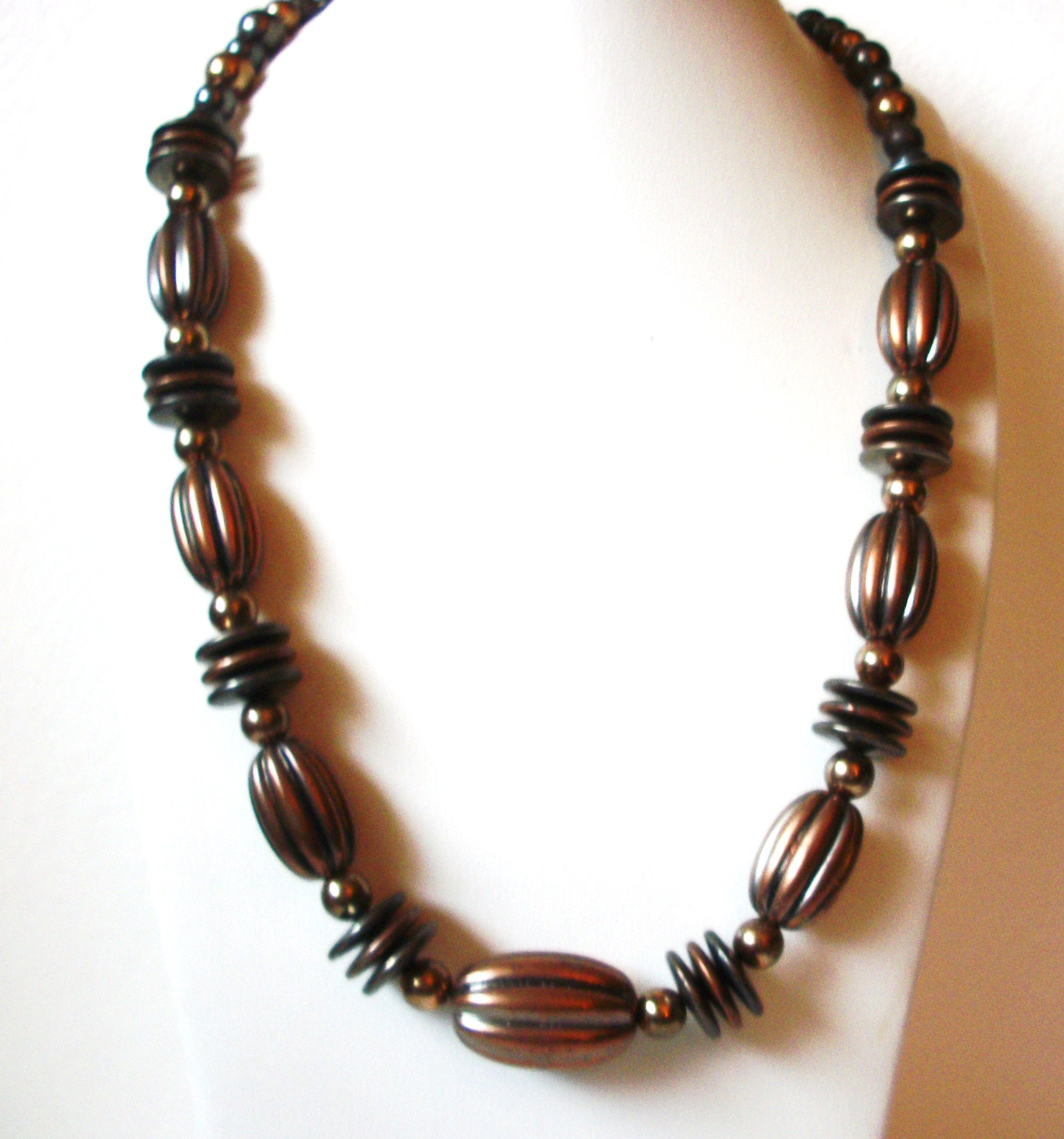 Vintage Distressed Copper Silver Toned Necklace 103020