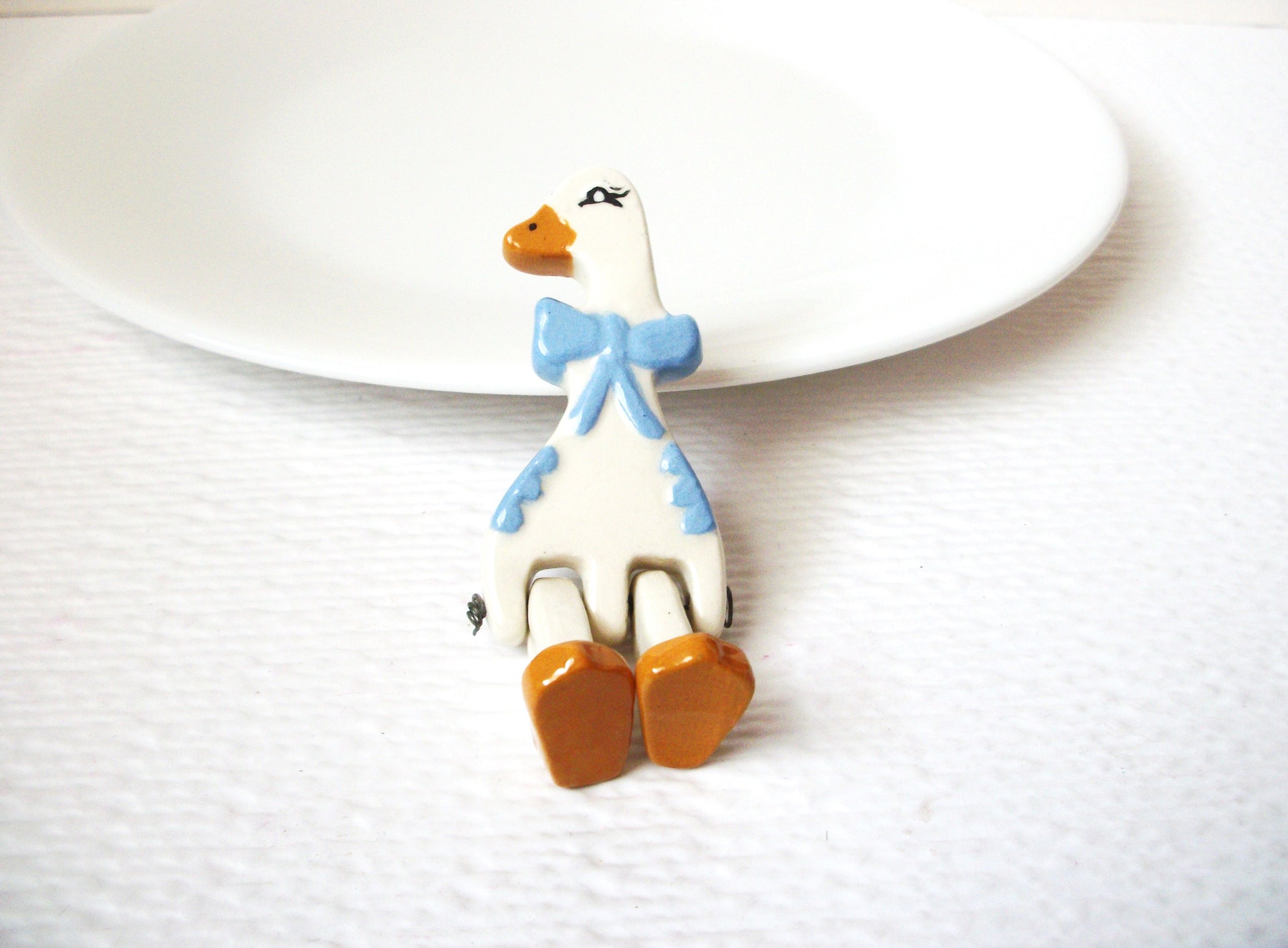 Vintage Ceramic Goose Brooch Pin 110120