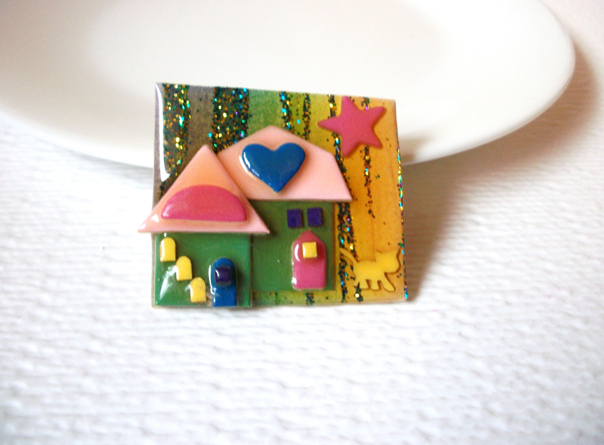 Vintage Lucinda House Pins Cat Glitter House Pins By Lucinda 110220