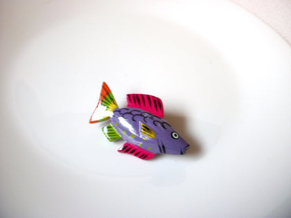 Vintage Wooden Fish Brooch Pin 110220