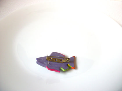 Vintage Wooden Fish Brooch Pin 110220