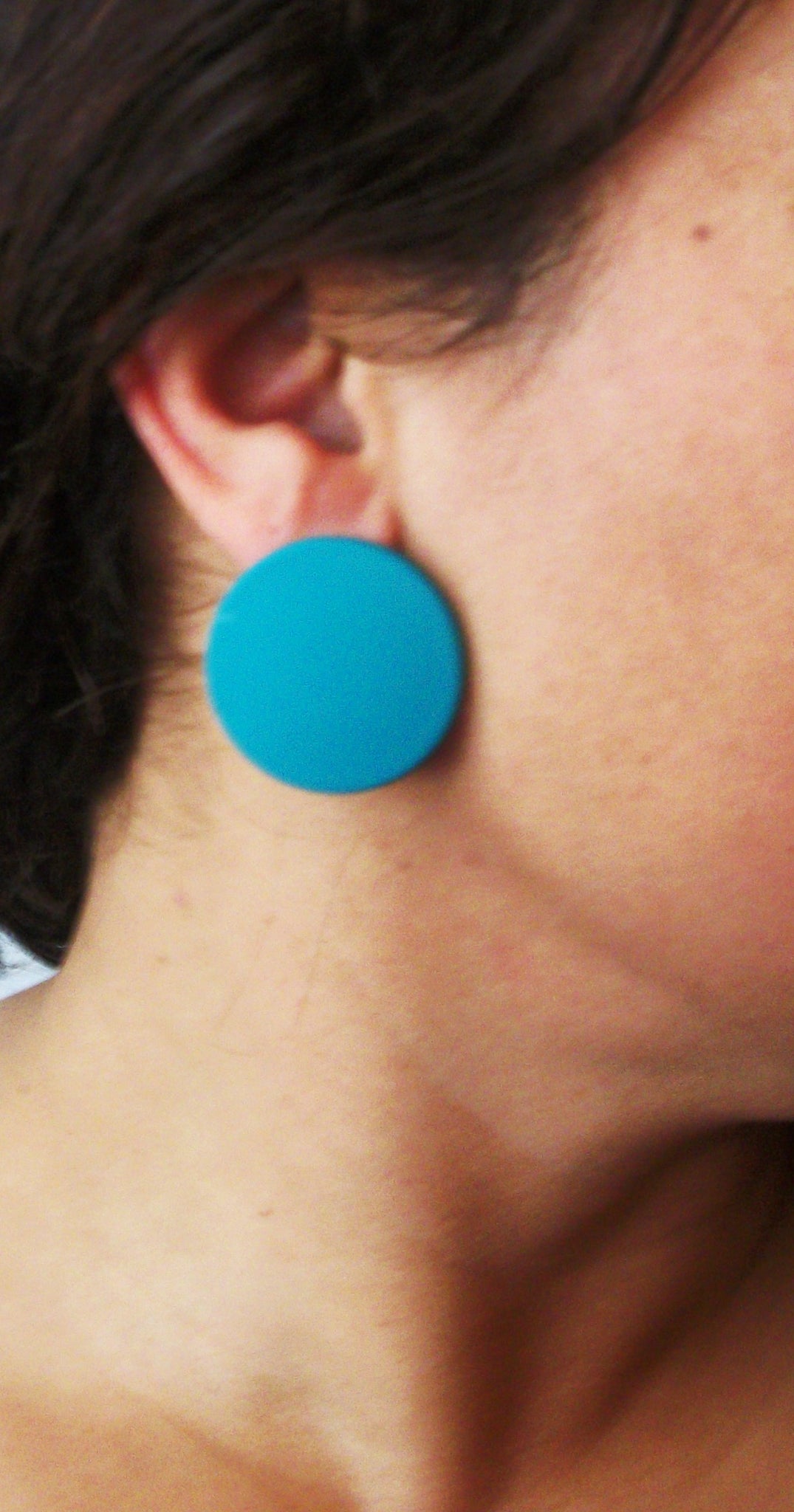 Susan Heavenly Turquoise Round Dome Earrings, Acetate Earrings, Resin Earrings, Acrylic, Statement Earrings S14A