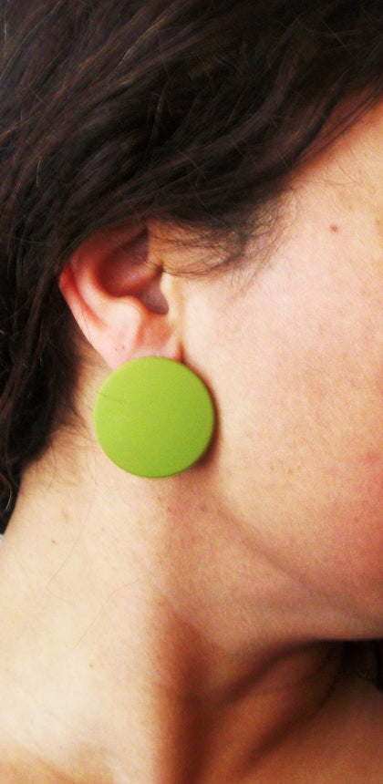 Susan Olive Round Dome Earrings, Acetate Earrings, Resin Earrings, Acrylic, Statement Earrings S14A