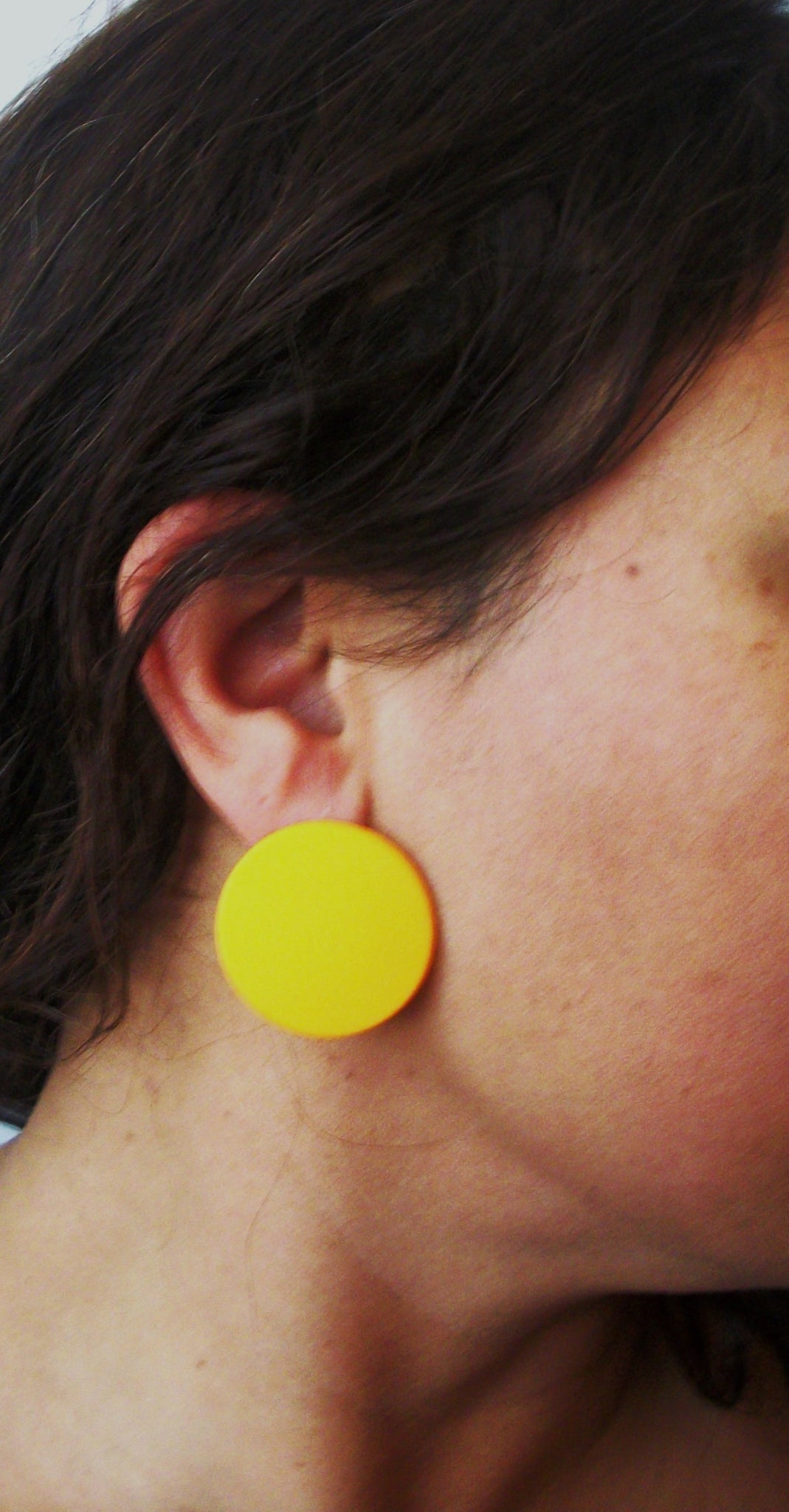 Susan Sunshine Yellow Round Dome Earrings, Acetate Earrings, Resin Earrings, Acrylic, Statement Earrings S14A