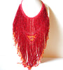 Vintage Glass Beads Fringe Necklace 110120