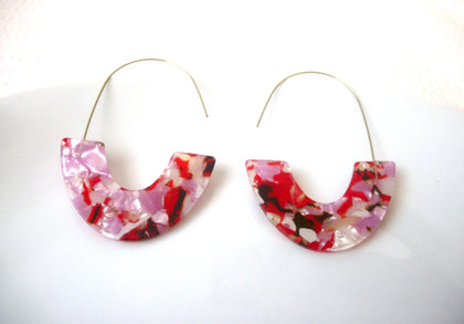 Rose Red Tortoise Earrings, Tortoise Shell Earrings, Acrylic Statement Earrings, Be My Valentine Earrings S35