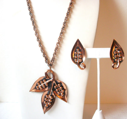 Vintage Copper Necklace Earrings Set 110420