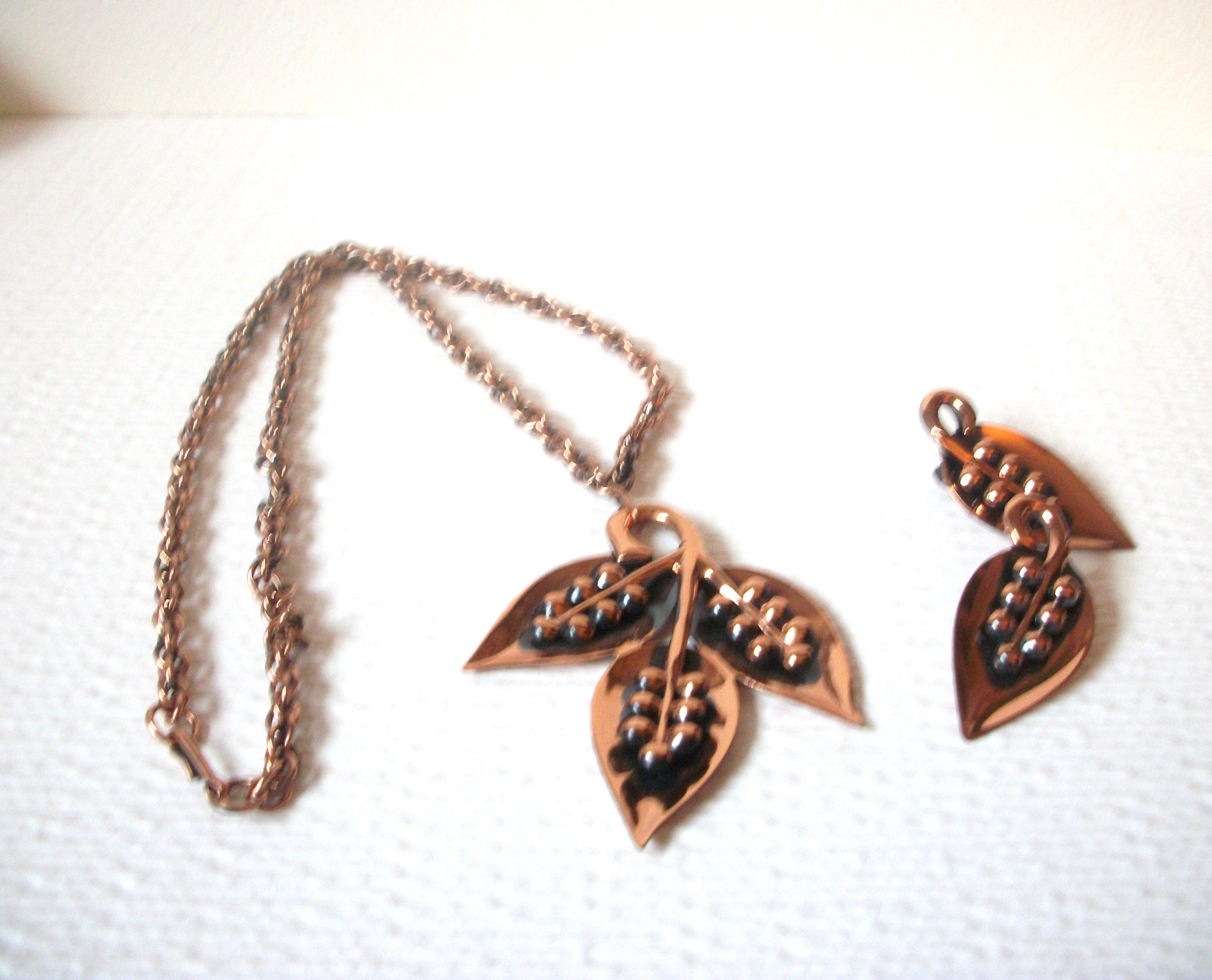 Vintage Copper Necklace Earrings Set 110420