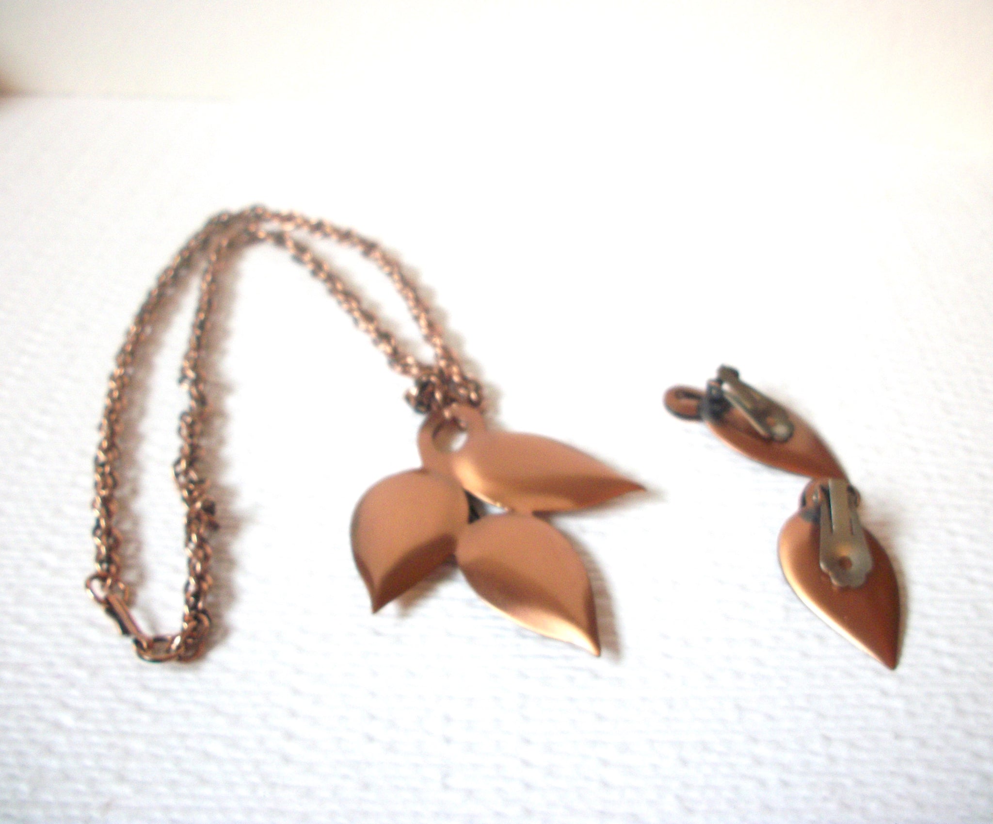 Vintage Copper Necklace Earrings Set 110420