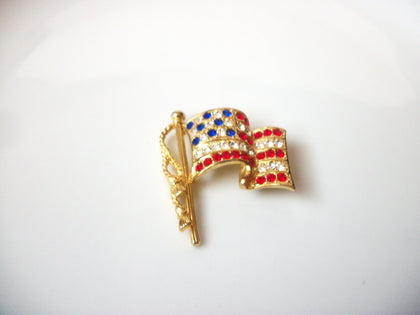 Vintage Napier Designer Brooch, Patriotic Brooch, Rhinestones Pin 61416
