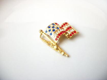 Vintage Napier Designer Brooch, Patriotic Brooch, Rhinestones Pin 61416