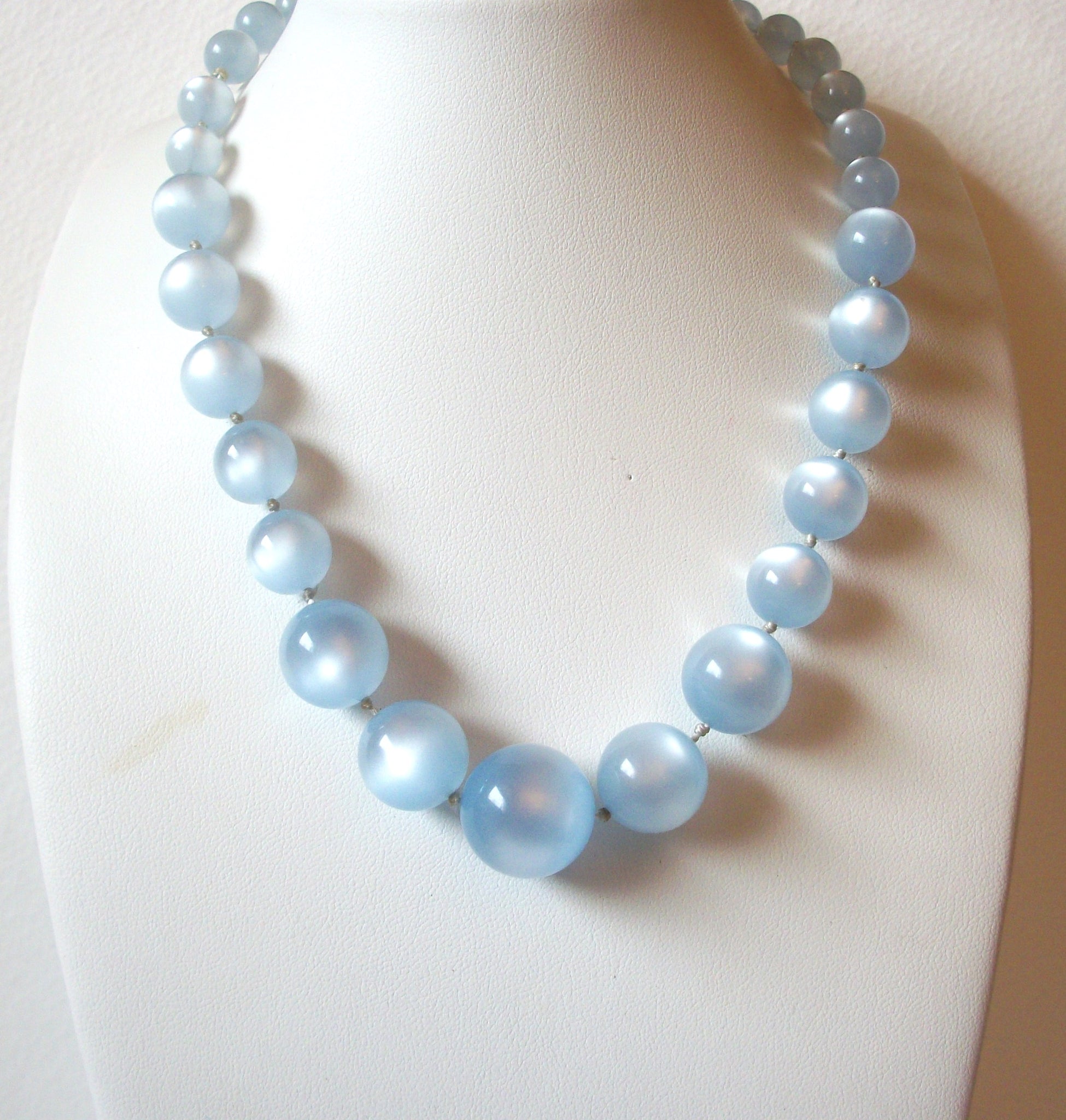 Vintage 1950s Light Blue Moonglow Necklace 110220