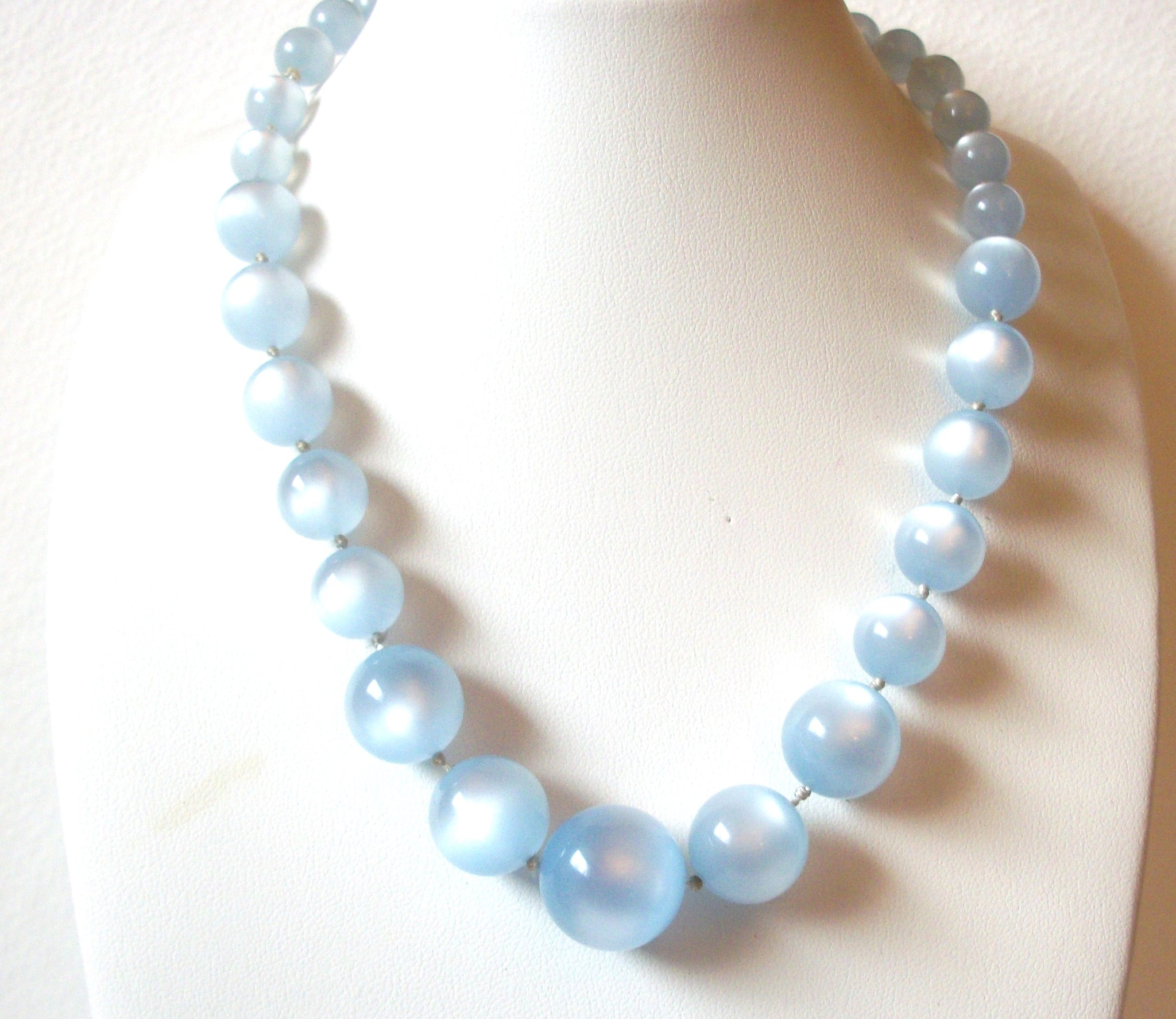 Vintage 1950s Light Blue Moonglow Necklace 110220