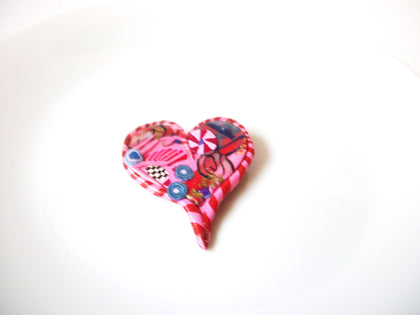 Vintage Fimo Polymer Clay Heart Brooch Pin 110220