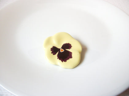 Vintage AVON Porcelain Pansy Flower Brooch Pin 110220