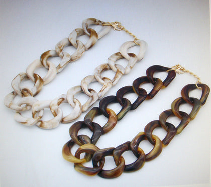 Tortoise Shell Marbleized Chunky Necklace 41020
