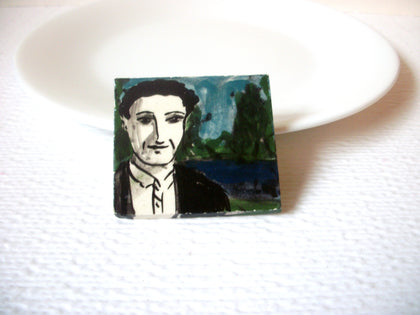 Vintage Ceramic Brooch Pin 110520