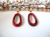 Long Red Marbleized Tortoiseshell Earrings, Acetate Earrings, Resin Earrings, Acrylic Earrings, Statement Earrings S35