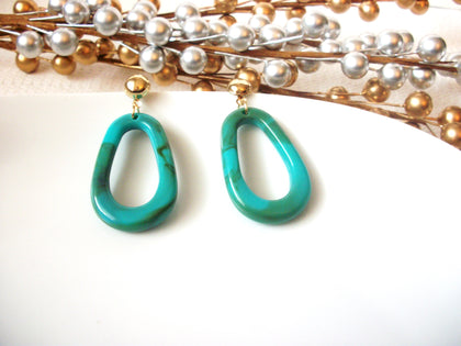 Turquoise Blue Marbleized Earrings, Acetate Earrings, Resin Earrings, Acrylic Earrings, Statement Earrings 112916