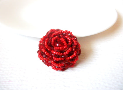 Vintage Red Glass Flower Brooch Pin 110320