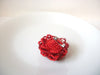 Vintage Red Glass Flower Brooch Pin 110320