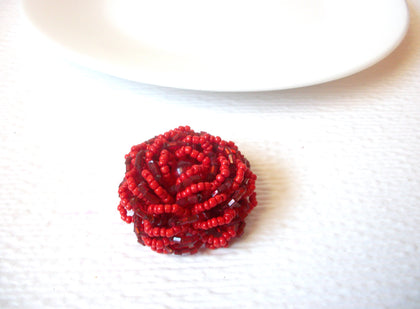 Vintage Red Glass Flower Brooch Pin 110320