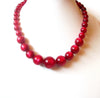 Vintage Cranberry Red Moonglow Necklace 110620