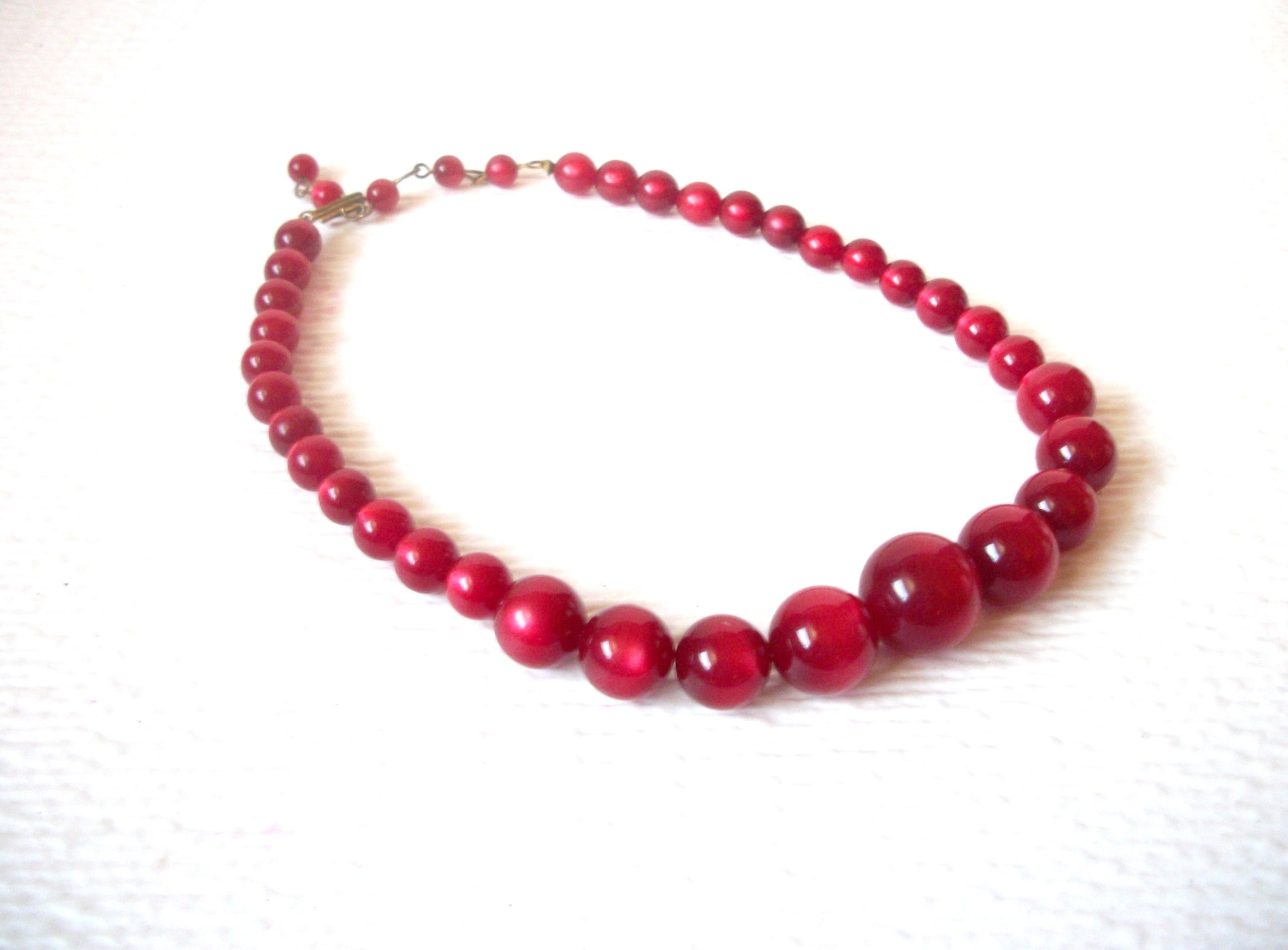 Vintage Cranberry Red Moonglow Necklace 110620