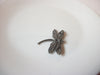 Vintage Pewter Rhinestone Dragonfly Brooch Pin 110620